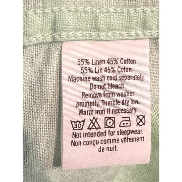 Janie and Jack Size 4 Button Down Light Green Cotton Linen Shirt - Picture 6 of 6